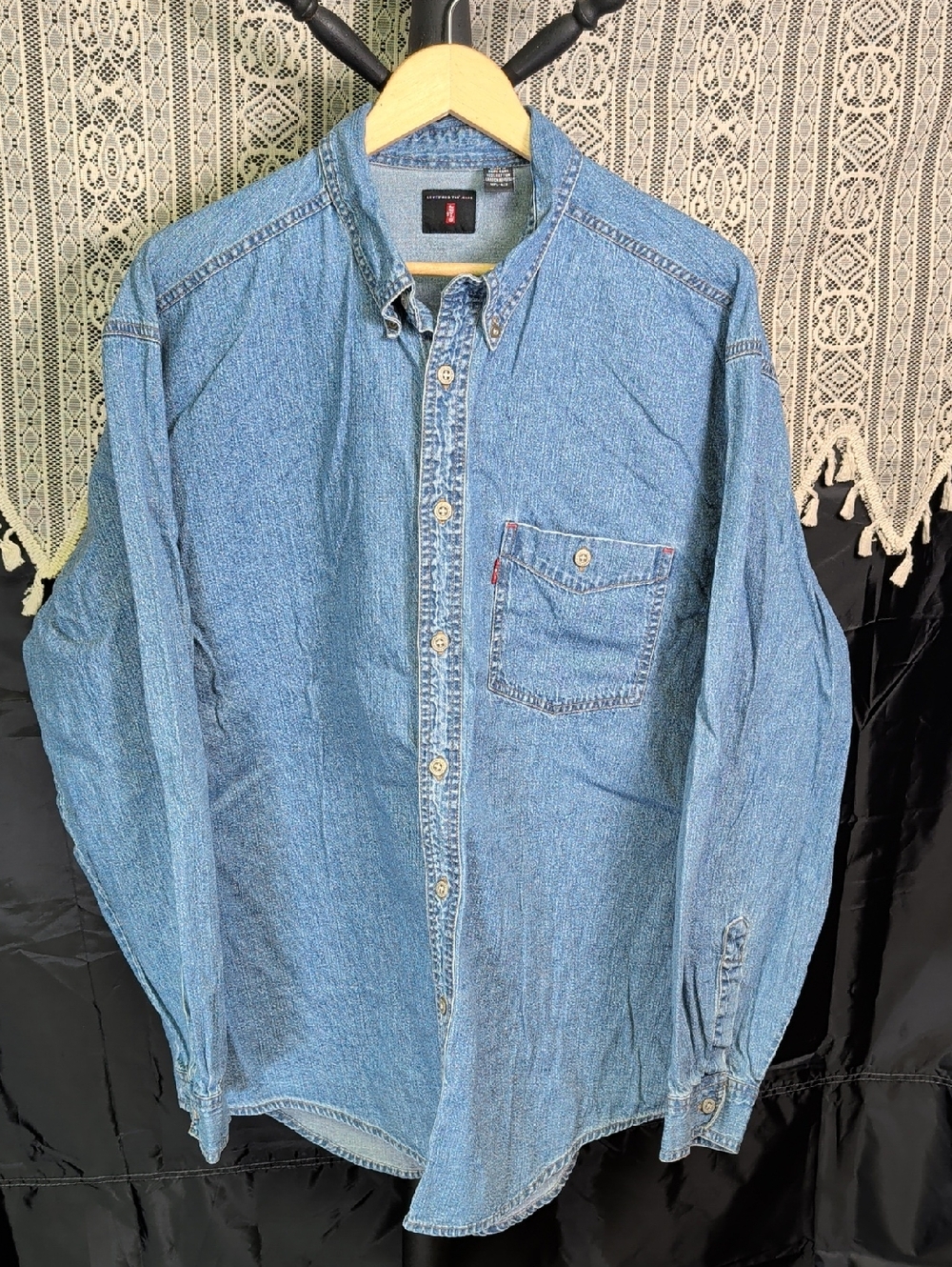 1998 Levi's Denim Shirt Mens LMS Silver Tab Red Tab XL
